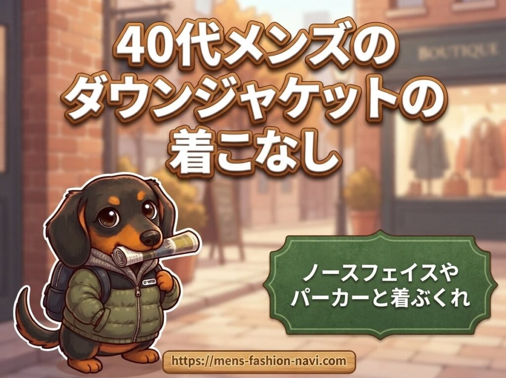 【40代メンズのダウンジャケットの着こなし】ノースフェイスやパーカーと着ぶくれ