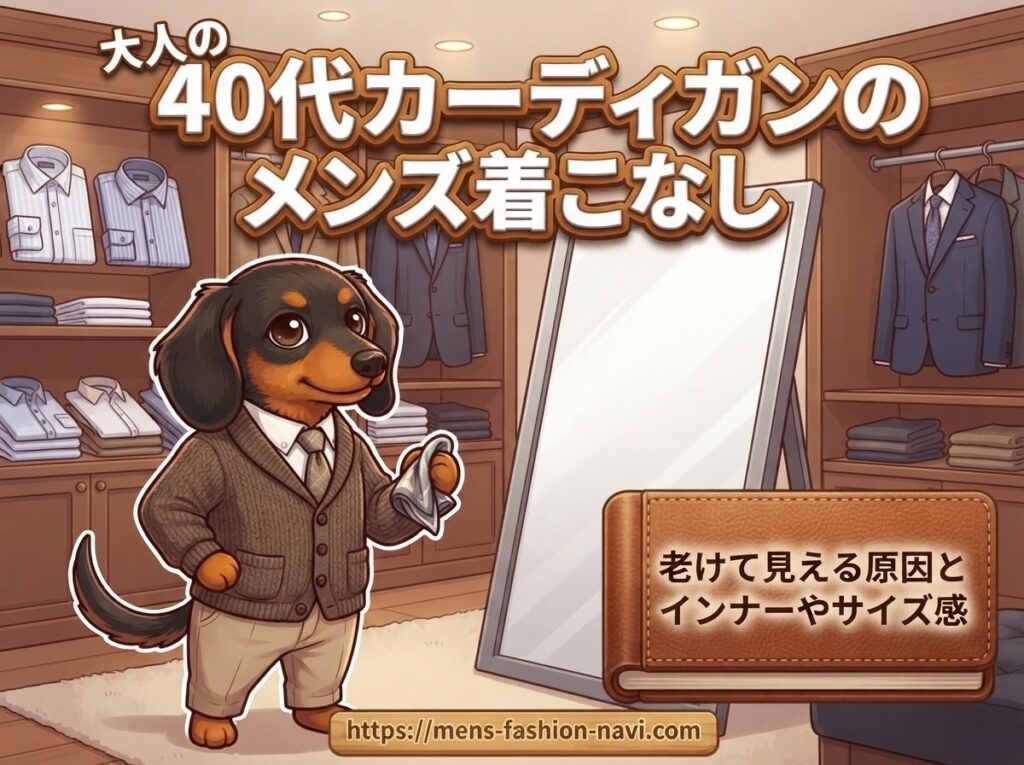 【大人の40代カーディガンのメンズ着こなし】老けて見える原因とインナーやサイズ感