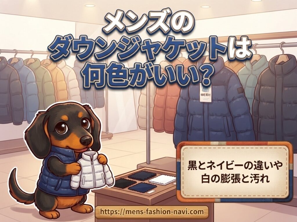 【メンズのダウンジャケットは何色がいい？】黒とネイビーの違いや白の膨張と汚れ