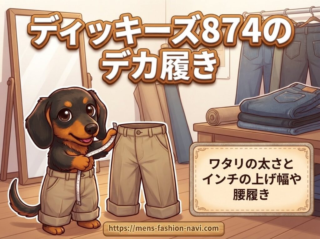 【ディッキーズ874のデカ履き】ワタリの太さとインチの上げ幅や腰履き