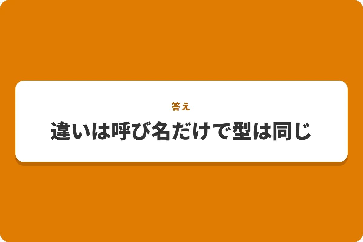 違いは呼び名だけで型は同じ