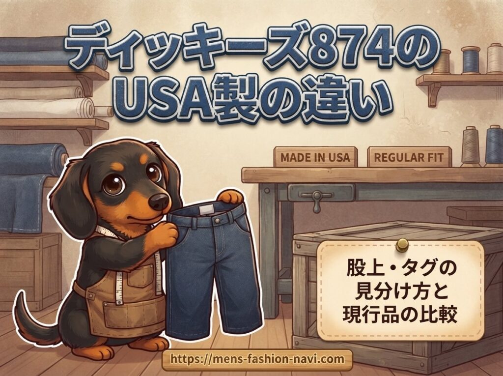【ディッキーズ874のUSA製の違い】股上・タグの見分け方と現行品の比較