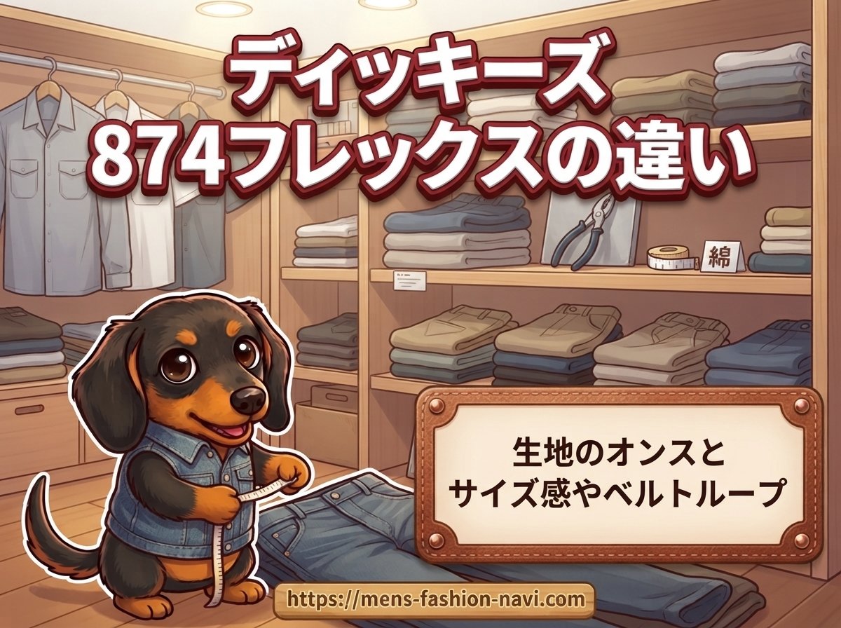【ディッキーズ874フレックスの違い】生地のオンスとサイズ感やベルトループ
