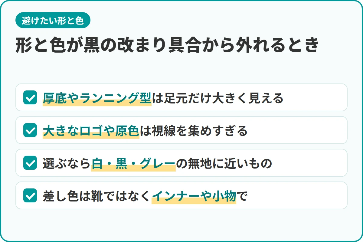 形と色が黒の改まり具合から外れるとき