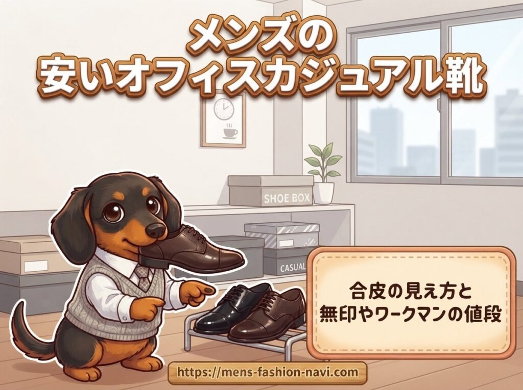 【メンズの安いオフィスカジュアル靴】合皮の見え方と無印やワークマンの値段