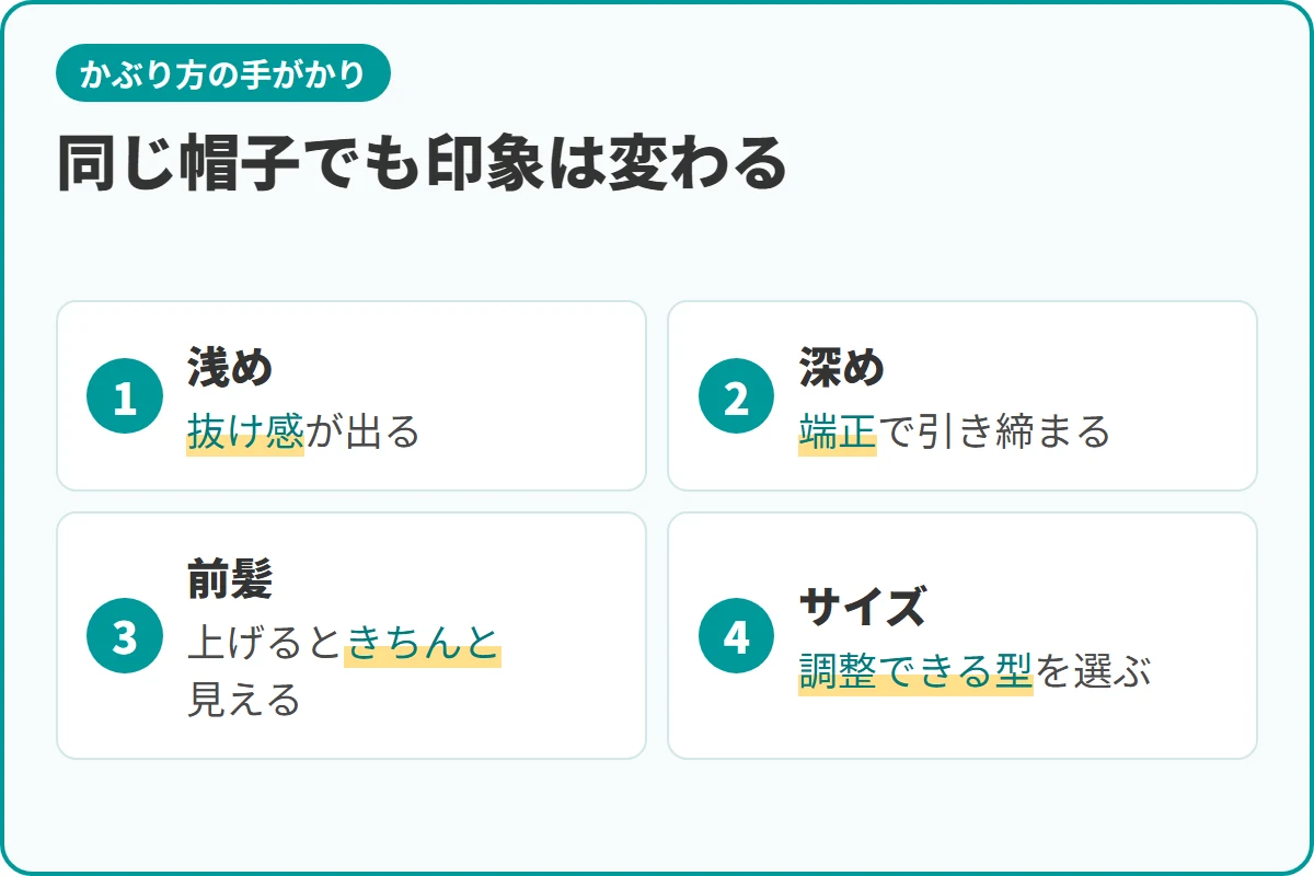 同じ帽子でも印象は変わる