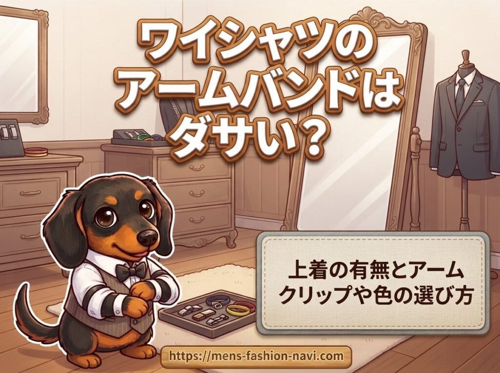 【ワイシャツのアームバンドはダサい？】上着の有無とアームクリップや色の選び方