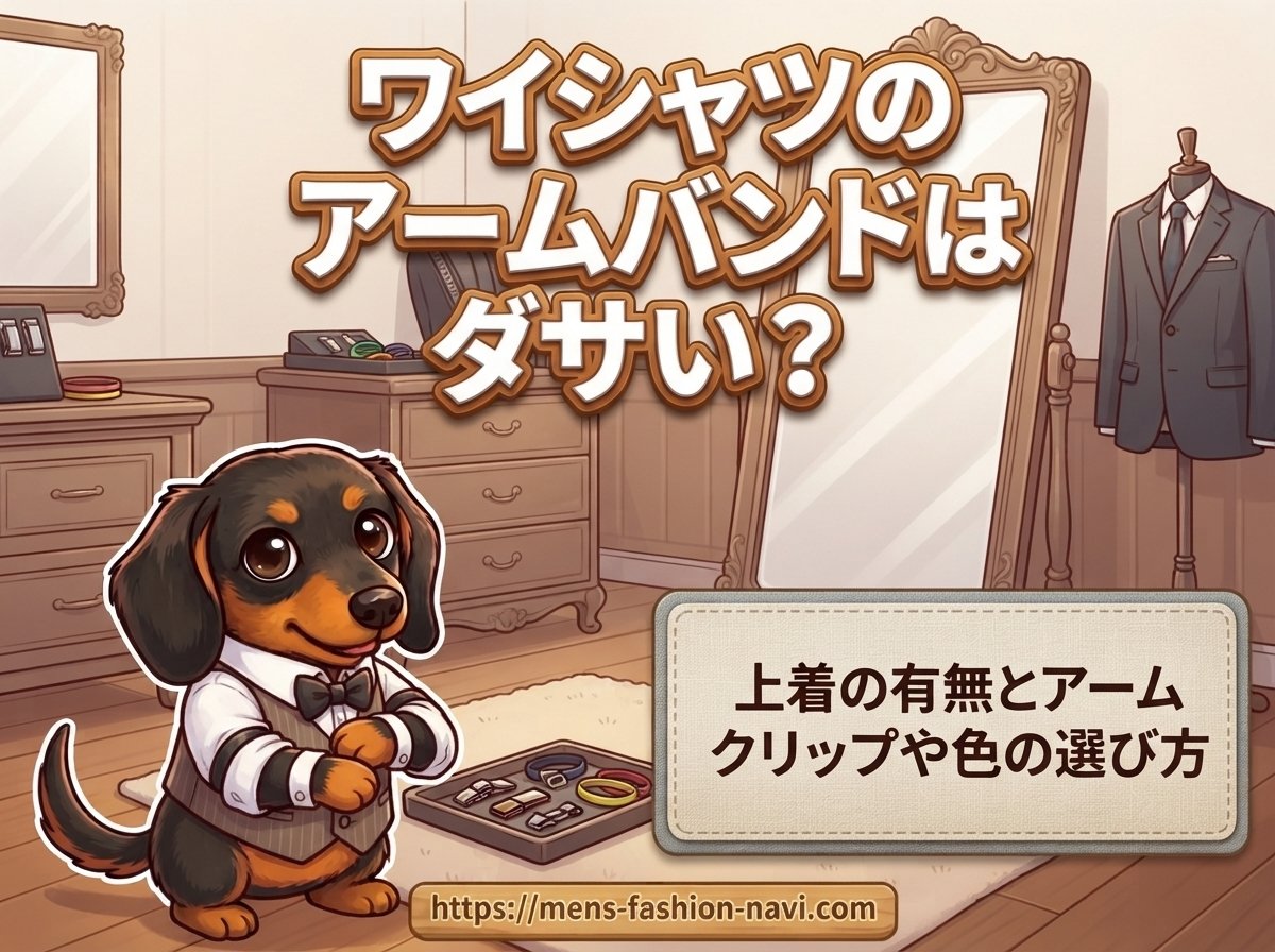 【ワイシャツのアームバンドはダサい？】上着の有無とアームクリップや色の選び方