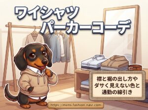 【ワイシャツパーカーコーデ】襟と裾の出し方やダサく見えない色と通勤の線引き