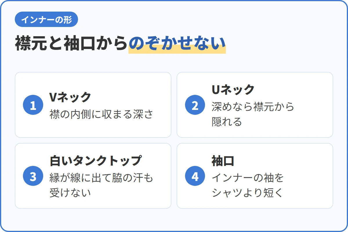 襟元と袖口からのぞかせない