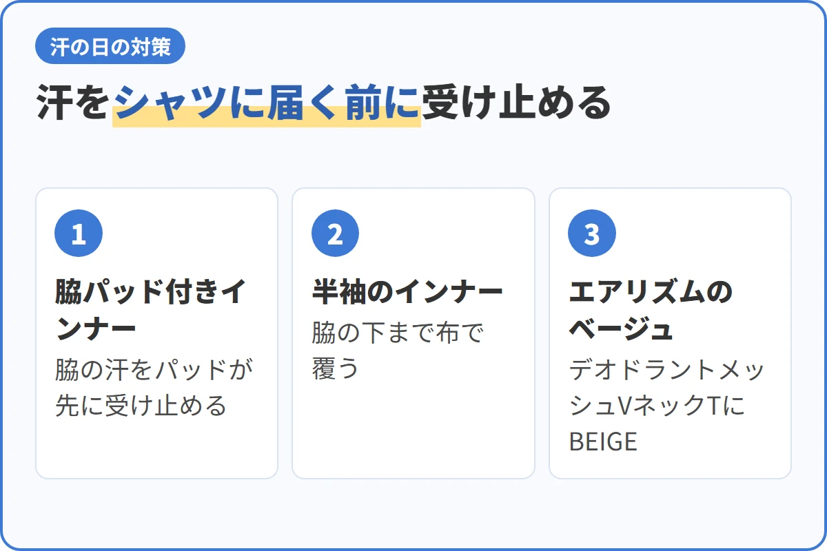 汗をシャツに届く前に受け止める